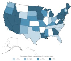 Map of EV charger rebates in the United States
