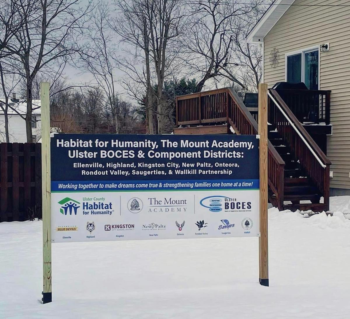 Catalano worked to create new signs, which explain their expanded partnership with all Ulster County Public Schools, The Mount Academy, Ulster BOCES, and Ulster Habitat for Humanity.