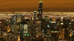 Chicago Skyline At Night Lighting