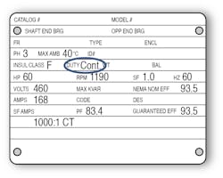 Fig. 1. A sample NEMA nameplate. Fig. 1. A sample NEMA nameplate.