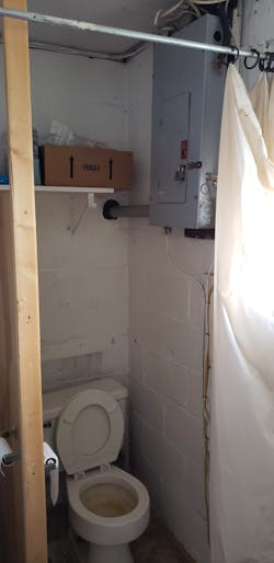 electrical panelboard in bathroom space electrical panelboard in bathroom space