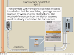 Fig. 1. Transformers with ventilating openings must be installed so that the ventilating openings are not blocked by walls or other obstructions. Fig. 1. Transformers with ventilating openings must be installed so that the ventilating openings are not blocked by walls or other obstructions.
