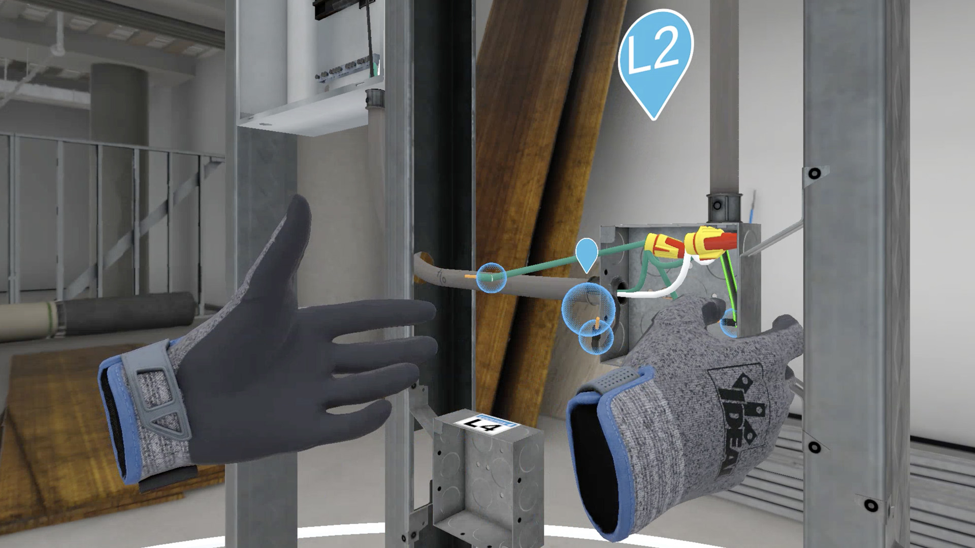 The Virtual Electrical Training experience uses digitally recreated tools to teach the user pro tips such as wiring and installation techniques, how to use special tools, and industry code requirements.