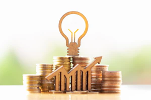 lightbulb and gold coins