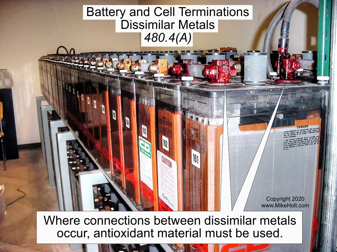 Where connections between dissimilar metals occur, antioxidant material must be used.