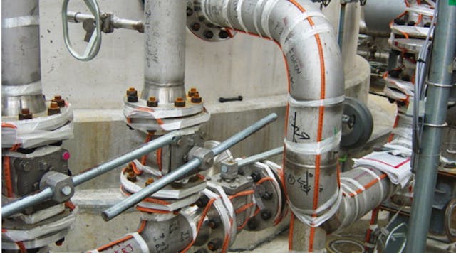 Typical installation utilizing self-regulating heater cable.