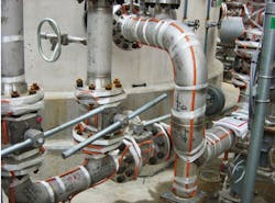 Typical installation utilizing self-regulating heater cable. Typical installation utilizing self-regulating heater cable.