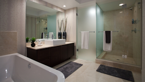 modern bathroom with shower and bathtub