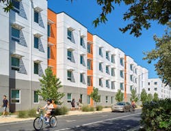 Stantec achieved a creative solution on its project, the UC Davis Student Housing: The Green at West Village, Davis, Calif., by prefabricating the structural system components off site and using unique identifiers for location and placement of each component in order to speed up the project timeline.