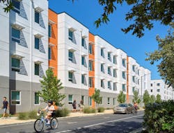 Stantec achieved a creative solution on its project, the UC Davis Student Housing: The Green at West Village, Davis, Calif., by prefabricating the structural system components off site and using unique identifiers for location and placement of each component in order to speed up the project timeline. Stantec achieved a creative solution on its project, the UC Davis Student Housing: The Green at West Village, Davis, Calif., by prefabricating the structural system components off site and using unique identifiers for location and placement of each component in order to speed up the project timeline.