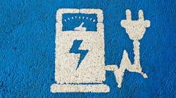 EV charger logo on blue pavement