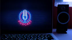 podcast logo on computer