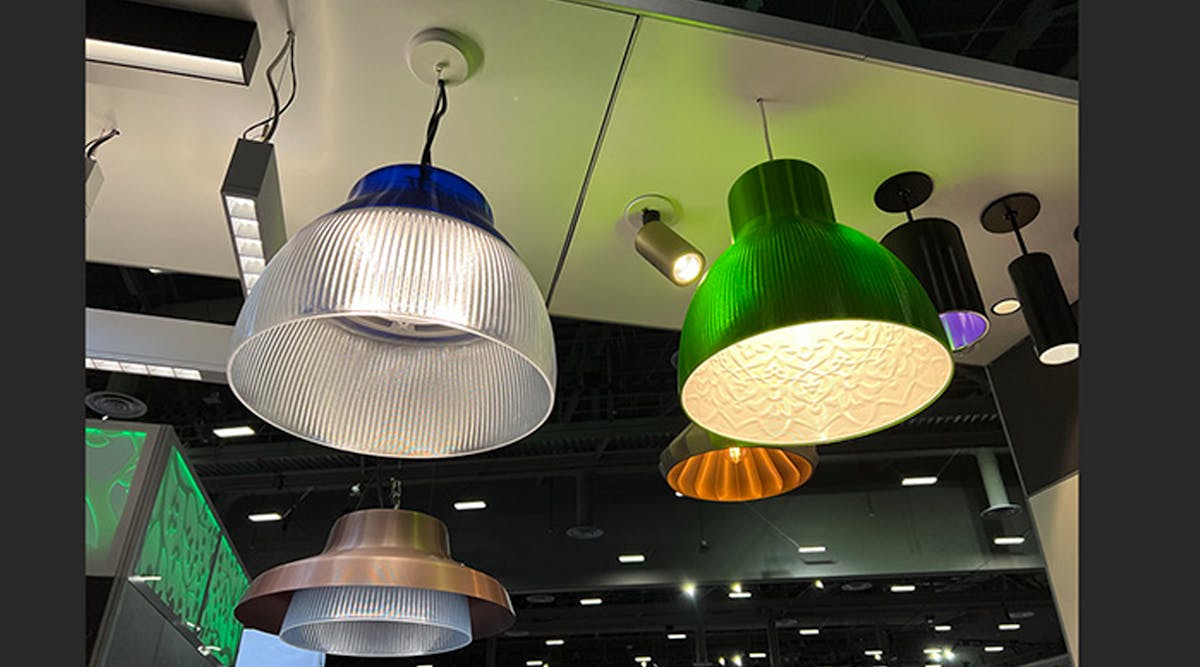 Signify&apos;s line of 3D-printed lighting fixtures was one of the many new products on display at LightFair 2022.
