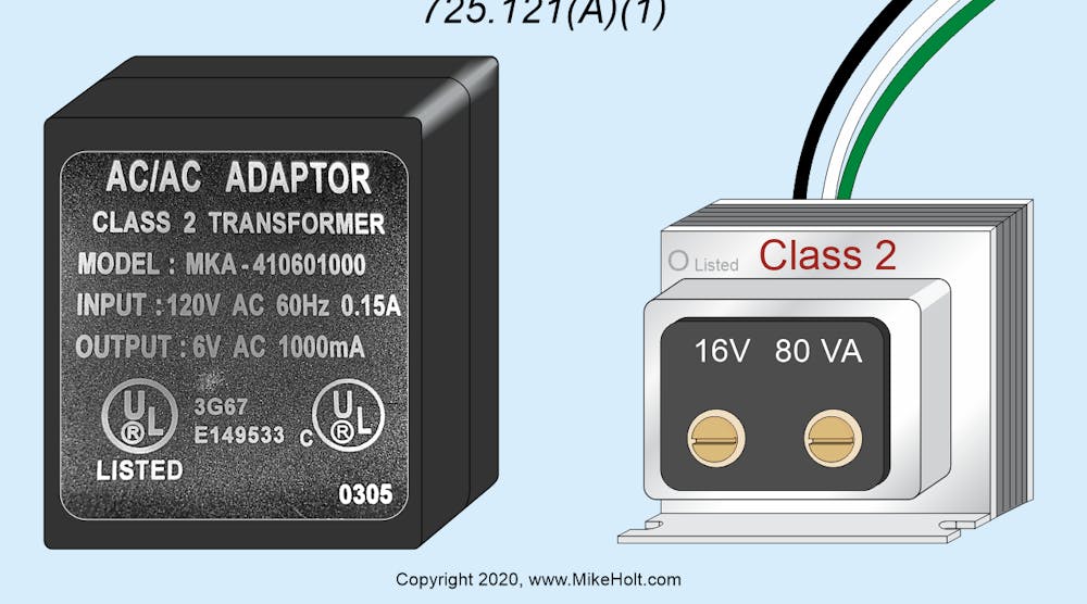 Fig. 1. Transformers used as a Class 2 power source must be listed.