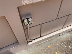 outdoor four-gang outlet without protective cover plate outdoor four-gang outlet without protective cover plate