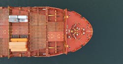 Photo 1. This aerial view of the bow of an empty cargo ship demonstrates the severity of the current supply chain distribution problem. Photo 1. This aerial view of the bow of an empty cargo ship demonstrates the severity of the current supply chain distribution problem.