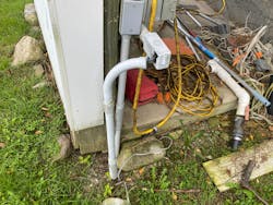 UF cable emerging from ground without protection UF cable emerging from ground without protection