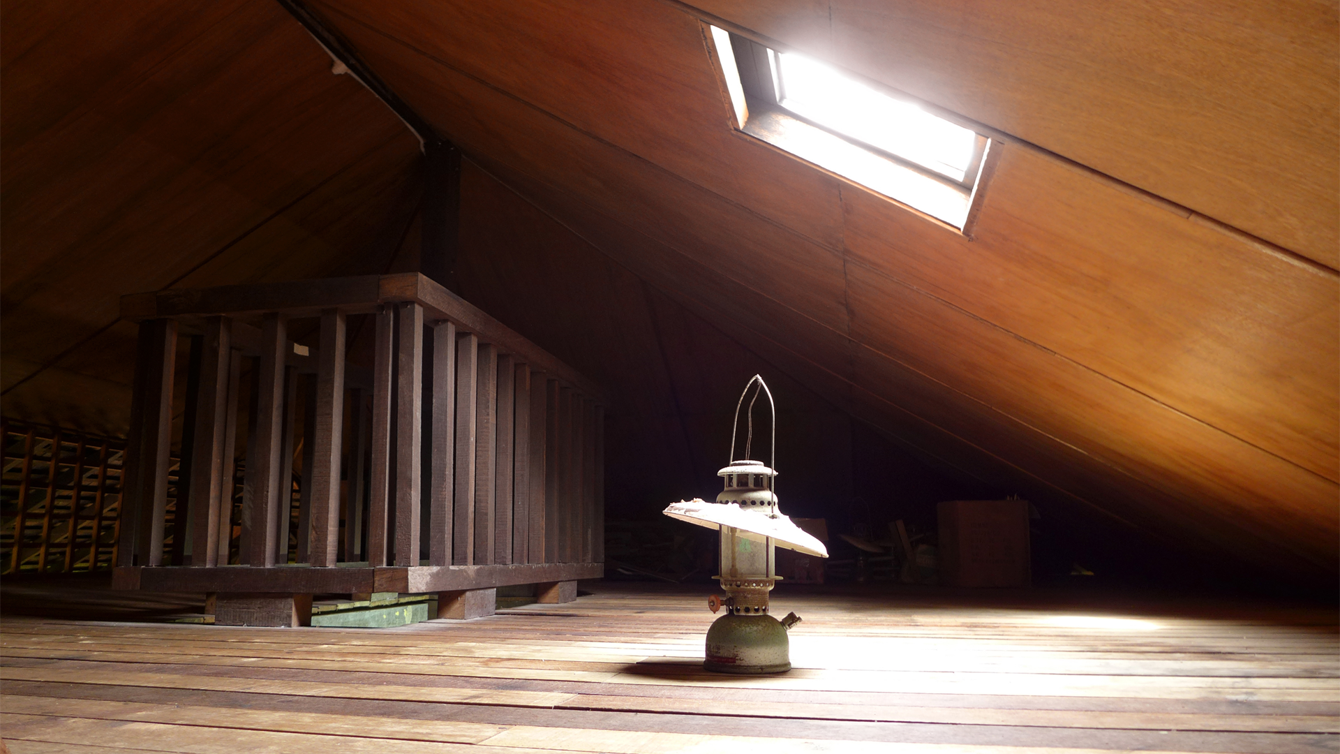 lamp on attic floor