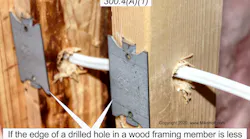 wiring methods protection against physical damage bored holes in wood members
