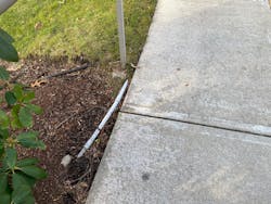 pvc conduit poorly buried under grass pvc conduit poorly buried under grass