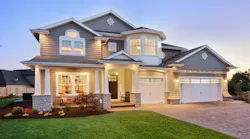 new house with lights on