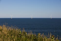 Wind turbines stand off the shores of Block Island, Rhode Island. Wind turbines stand off the shores of Block Island, Rhode Island.