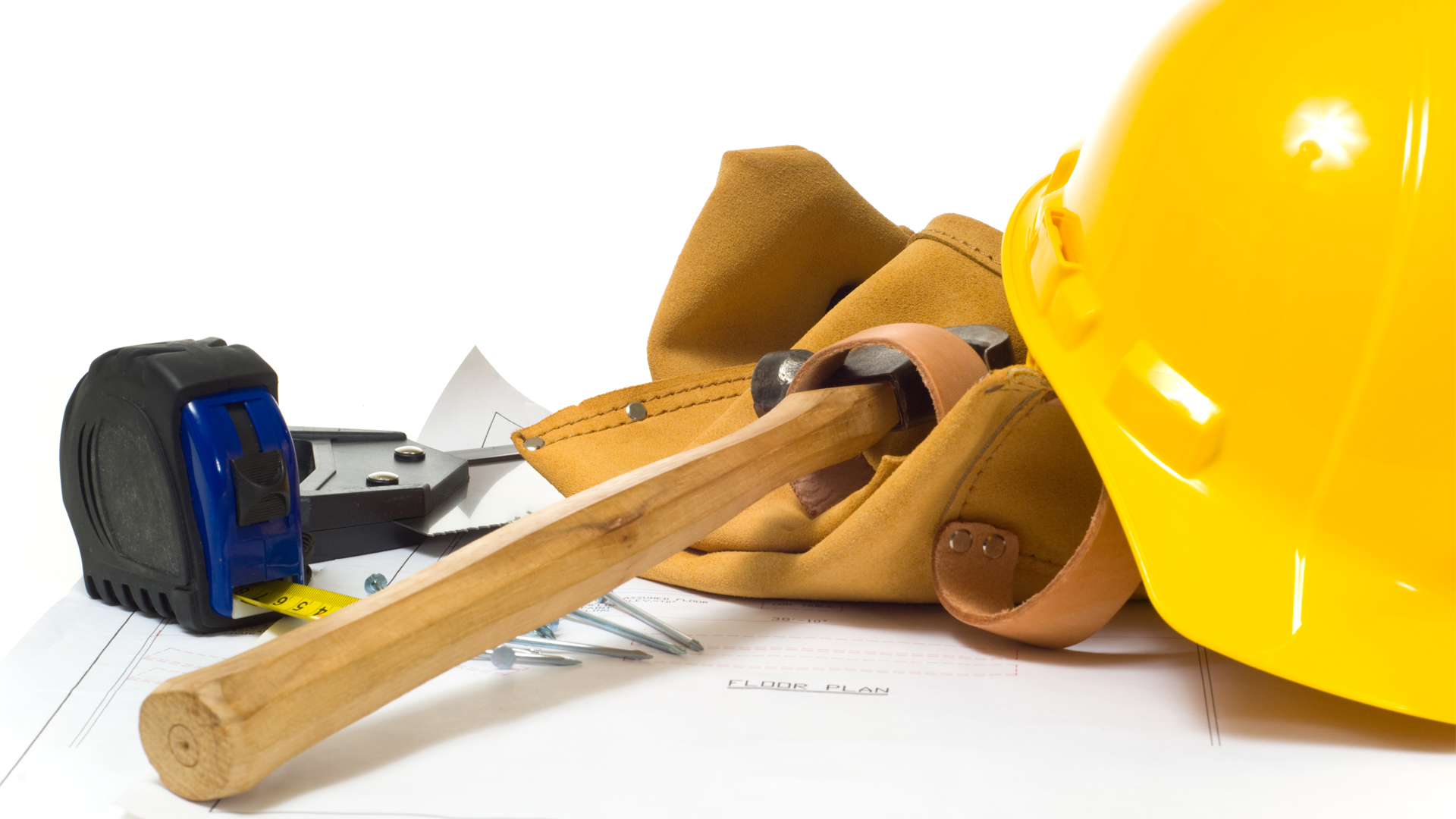 construction helmet and tools