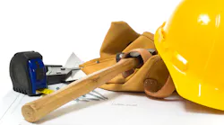construction helmet and tools