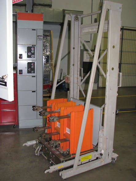 Photo 4a. Here&rsquo;s an example of a vacuum circuit breaker lifting platform.