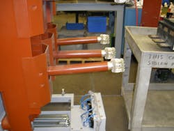 Photo 5. Note how this circuit breaker has some bent bus connection arms Photo 5. Note how this circuit breaker has some bent bus connection arms