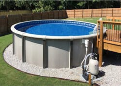 Photo 1. Here’s an example of a storable pool installed above ground that is capable of holding water to a depth of 42 in., or greater, in some cases. Photo 1. Here’s an example of a storable pool installed above ground that is capable of holding water to a depth of 42 in., or greater, in some cases.