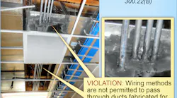 Fig. According to Sec. 300.22(B), wiring methods are not permitted to pass through ducts fabricated for environmental air.