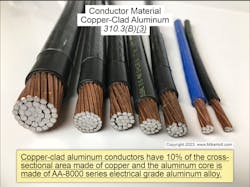 Fig. 1. The aluminum core of a copper-clad aluminum conductor must be made of an AA-8000 series electrical-grade aluminum alloy conductor material. Fig. 1. The aluminum core of a copper-clad aluminum conductor must be made of an AA-8000 series electrical-grade aluminum alloy conductor material.