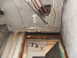 wires on ceiling with pipes wires on ceiling with pipes