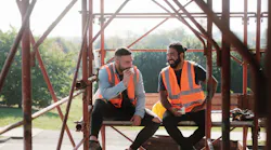construction workers having lunch