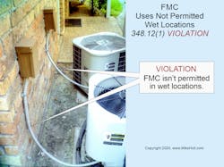 Fig. 2. FMC is primarily used where equipment moves or vibrates, although it&rsquo;s not permitted in wet locations.