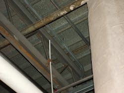 electrical metallic tubing (EMT) is installed too close to the metal roof decking electrical metallic tubing (EMT) is installed too close to the metal roof decking