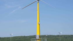 A prototype of the VolturnUS floating wind turbine developed at the University of Maine.