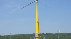 A prototype of the VolturnUS floating wind turbine developed at the University of Maine.