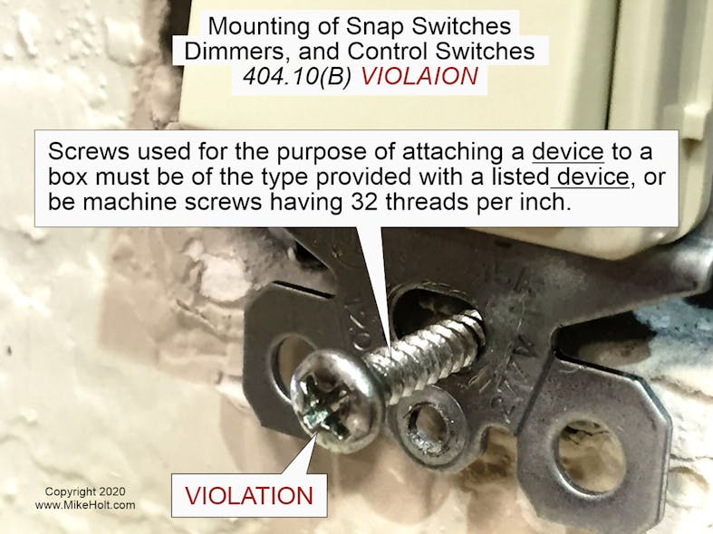 Fig. 2. The NEC requirements for mounting snap switches, dimmers, and control switches are outlined in Sec. 404.10(B).