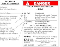 Example of pertinent information that must be included on every arc flash label.
