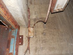 severely rusted raceways and electrical wiring severely rusted raceways and electrical wiring