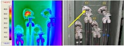Photo 1. Infrared (IR) scanning is a valuable diagnostic tool to look for power quality anomalies that produce uneven heating and premature equipment failure. Photo 1. Infrared (IR) scanning is a valuable diagnostic tool to look for power quality anomalies that produce uneven heating and premature equipment failure.