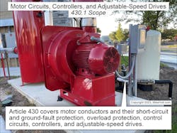 Fig. 1. Use the rules in Art. 430 to calculate and apply overcurrent protection for motors. Fig. 1. Use the rules in Art. 430 to calculate and apply overcurrent protection for motors.