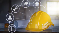 construction helmet with icons
