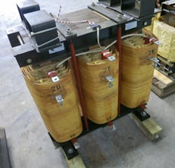 Line reactors, such as this 4,160V device (215A, 3.2mH), can help reduce the level of harmonics on the system. Line reactors, such as this 4,160V device (215A, 3.2mH), can help reduce the level of harmonics on the system.