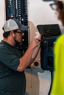 Photo 2. Talk with the homeowner about their preferred location for the EV charger to ensure the safest path to the vehicle. Photo 2. Talk with the homeowner about their preferred location for the EV charger to ensure the safest path to the vehicle.