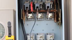 Photo 2. The NEC Sec. 110.7, Wiring Integrity, requires “completed wiring installations shall be free from short circuits, ground faults, or any connections to ground other than as required or permitted elsewhere in this Code.” Before installation of load side conductors into this 200A disconnect, the line side conductors are tested to ensure no ground faults exist. Load side conductors will be tested after installation. Photo 2. The NEC Sec. 110.7, Wiring Integrity, requires “completed wiring installations shall be free from short circuits, ground faults, or any connections to ground other than as required or permitted elsewhere in this Code.” Before installation of load side conductors into this 200A disconnect, the line side conductors are tested to ensure no ground faults exist. Load side conductors will be tested after installation.