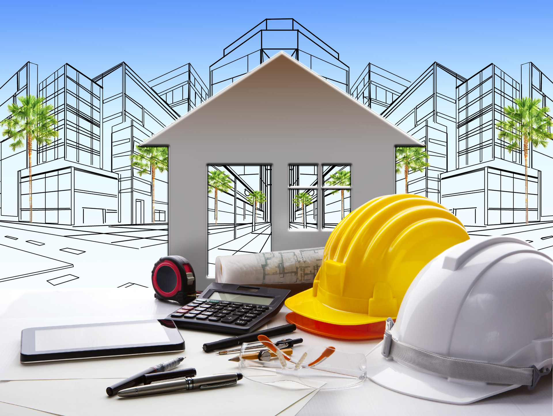 architecture tools and house concept