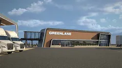 Rendering of a prototype of a Greenlane commercial truck EV charging station.